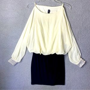 Windsor Party Dress Size 3/4 Cold Shoulders Open Sleeves Sheer